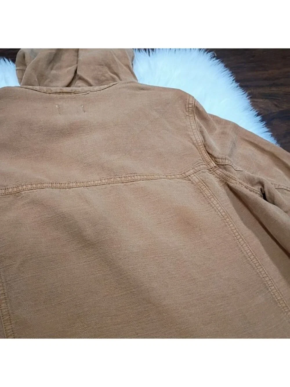 Nicole Miller Hooded Terra Cotta Cropped Linen Lagenlook Jacket Womens Large